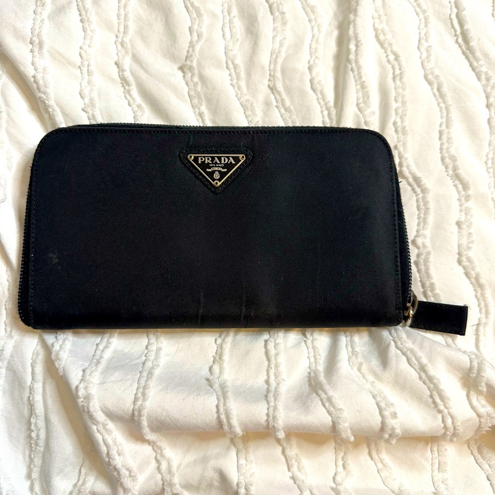 Prada Wallet Long Plate Black Nylon